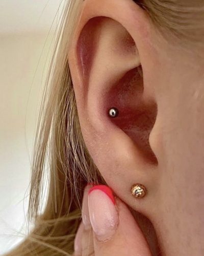 One conch piercing